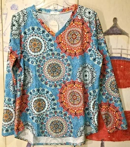 Kancystore NWT V Neck TOP/Shirt XL/L Womens Long Sleeve Bohemian New TAG Gift - Picture 1 of 12
