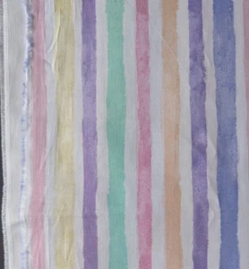 Vtg Joann's Cotton Blend Muted Rainbow Stripe Fabric 72" L x 45" W Pc - Picture 1 of 6