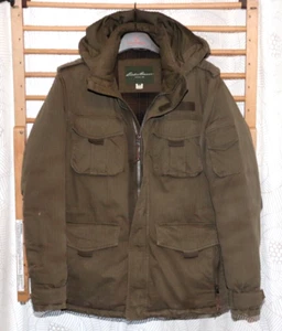 Eddie Bauer EB550 Goose Down Parka Jacket Military Style Khaki Green Men's M EXC - Picture 1 of 10