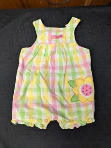 Child of Mine Carter's 1 PC Pink Pastel Plaid Embroidered Romper W/ Snaps O-3 M - Picture 1 of 4