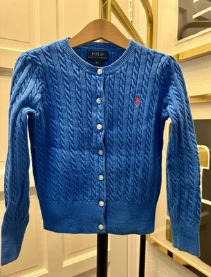 Cárdigan Polo Ralph Lauren Niñas Azul Tejido con Cable Talla 6X Algodón Manga Larga Foto 1 de 4