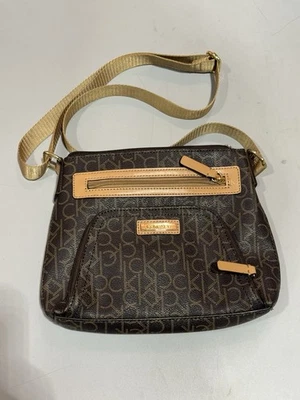 Bandolera Calvin Klein Marrón/Dorado Monograma Bolso Cartera Estilo Clásico  Foto 1 de 4