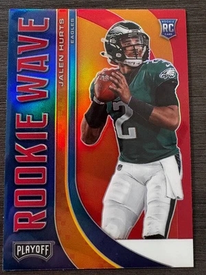 2020 Panini Playoff Jalen Hurts Philadelphia Eagles Rookie Wave Red Prizm #22 - Image 1 of 2