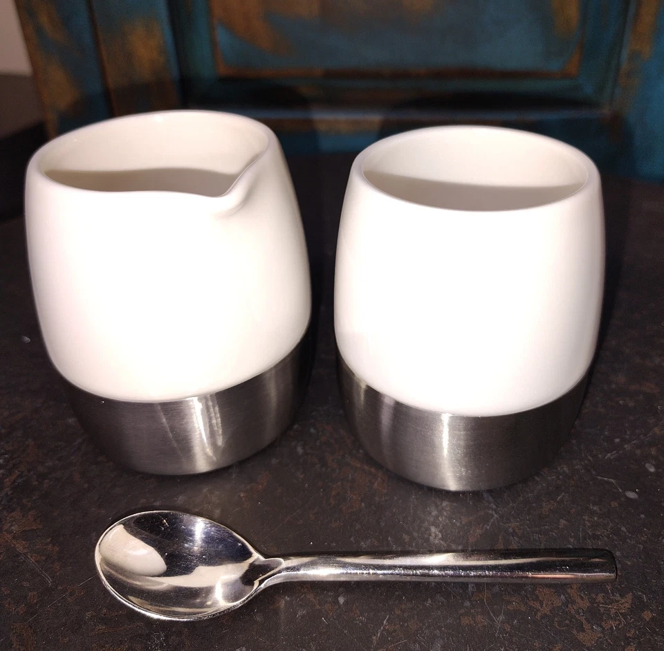 Starbucks Juego de plata y crema azúcar y crema con cuchara de plata 2005 Foto 1 de 4