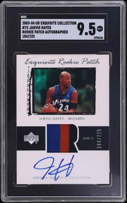 2003 UD Exquisite Collection #73 Jarvis Hayes PATCH AUTO RPA /225 SGC 9.5 Mint - Image 1 of 2