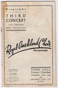 Programm Royal Auckland Choir Neuseeland 1951 Drittes Konzert - Bild 1 von 2