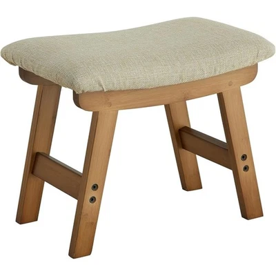 Bamboo Footstool Detachable Cover Comfortable Multi-Purpose Stool Easy Assembly - Image 1 of 4