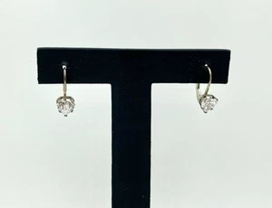 Beautiful 925 Sterling Silver Dangle Earrings - CZ Clear Heart Gems - Picture 1 of 5