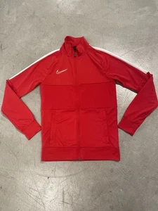 Nike Jacket Small Red Dry Fit Warm Up Full Zip Performance Pockets Running - Picture 1 of 15
