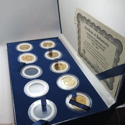 Seven Statehood Quarter Dollars 24kt. Gold Plated Edition 1999-2000  - Image 1 of 4