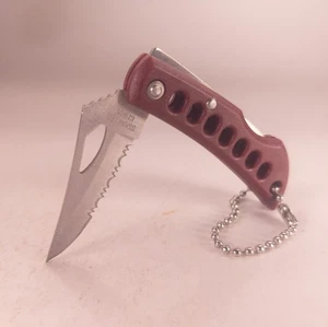 Pocket Knife With Wood Handle Made In China Clip Point 2.5" Folded Serrated - Picture 1 of 5