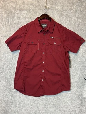 Camisa Rebel & Soul Nueva con Etiquetas Grande Roja Bolsillo Occidental Abotonada Manga Corta Para Hombres Foto 1 de 4
