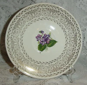 4 CUNNINGHAM & PICKETT SPRING VIOLET SPRINGVIOLET COFFEE CUP SAUCERS ONLY GOLD - Picture 1 of 1