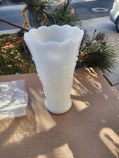Milk White Glass Vase Anchor Hocking Tear Drops Design With Flared Scalloped Edg
