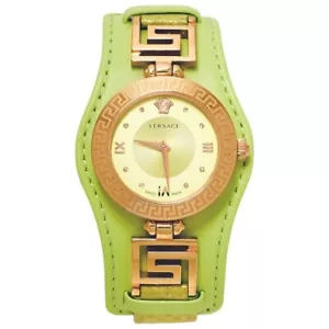 Orologio da donna Versace VLA070014 FIRMA A V Diamante Oro IP Giallo-Lime in pelle - Foto 1 di 8