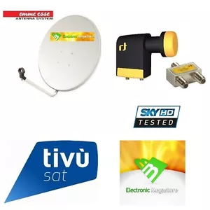KIT PARABOLA ANTENNA SATELLITARE 60 CM + LNB SCR 0.1 dB SKY MYSKYHD TIVUSAT - Foto 1 di 1