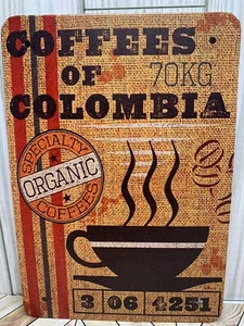 Coffees Of Columbia Small Metal Sign 6”x8” Cafe Diner Barista Coffee Shop - Picture 1 of 1