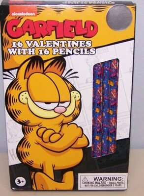Valentines Day Exchange Cards Nickelodeon Garfield (Box of 16) With Pencils - Image 1 of 4