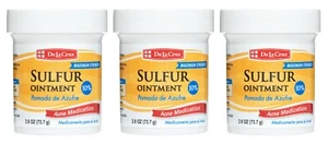 De La Cruz 10% Sulfur Ointment Acne Treatment 2.6 OZ - (3 JARS) Exp. 11/2027 - Picture 1 of 10