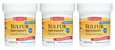 De La Cruz 10% Sulfur Ointment Acne Treatment 2.6 OZ  - (3 JARS)  Exp. 03/2028 - Image 1 of 4