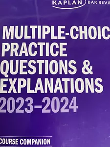 2024 Kaplan Bar MBE Multiple Choice Practice Questions and Explanations & Barbri - Picture 1 of 1