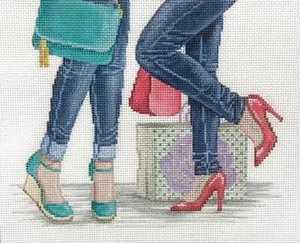 Needlepoint Handpainted Alice Peterson Denim Divas 10x8 - Picture 1 of 4