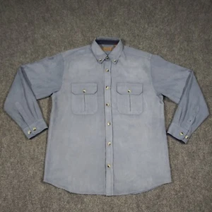 Clear Water Creek Shirt Mens Medium Faux Micro Suede Blue-Gray Western Rodeo - Picture 1 of 11