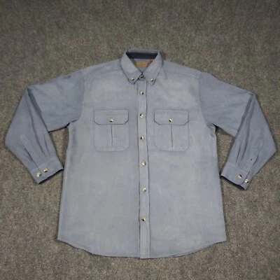 Clear Water Creek Shirt Mens Medium Faux Micro Suede Blue-Gray Western Rodeo - Image 1 of 4