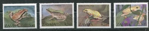 ZAMBIA 1989, REPTILES: FROGS AND TOADS, Scott 462-465, MNH - Picture 1 of 1