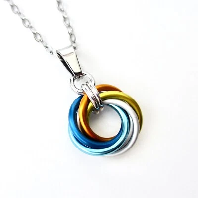 Aroace pride pendant, chainmail love knot, handmade, minimalist  LGBTQ jewelry - Изображение 1 из 4