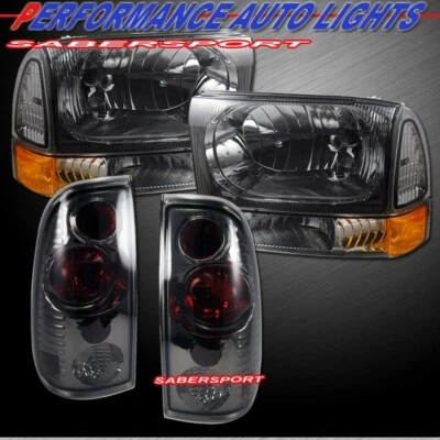 Juego de faros de humo + esquina + luces traseras para 99-04 Ford F250 F350 SuperDuty Foto 1 de 4