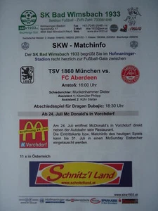 Programme Friendly Match 18.7.2009 TSV 1860 München vs Aberdeen FC in Wimsbach - Picture 1 of 2