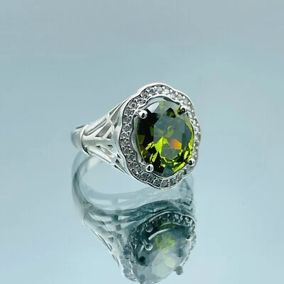 Anillo de plata de ley 925 verde peridoto simulado regalo turco para mujer Foto 1 de 4