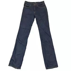 Armani Womens Jeans Slim Straight Dark Blue Raw Denim Horse Hair Pkt J75 W27 L34 - Picture 1 of 14