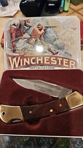 WINCHESTER 2005 Limited Edition 3.5” Brass Folder Knife w/ Gift Tin NEW NIP