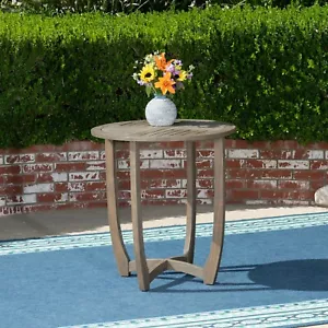 Andria Outdoor Acacia Wood Bistro Table, Gray - Picture 1 of 8