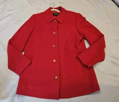 Dana Buchman Jacket Womens Size 10 Red Vintage Wool Nylon Blend Button Top - Image 1 of 4