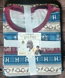 Harry Potter Family Pajamas 2PC Set NEW Women Sz L Fair Isle Ugly Sweater Style - Picture 1 of 7