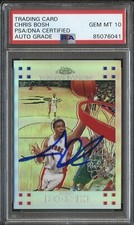 CHRIS BOSH SIGNED RAPTORS 2007 TOPPS CHROME BASKETBALL CARD /999 PSA/DNA AUTO 10