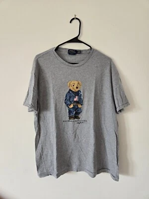 男式 Polo Ralph Lauren 图形印花 Polo Teddy 经典合身 T 恤尺寸 L — 第 1/4 张图片