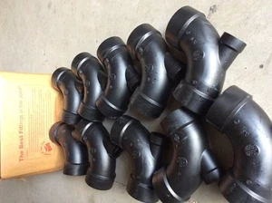 Qty 10 MUELLER 03025 -3X3X1.5 -Drain Waste & Vent Pipe Fittings 90 EL w/Low Heel - Picture 1 of 12