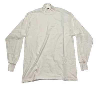 复古 90 年代 Gap 男式中号空白模拟领长袖 T 恤白色棉美国 — 第 1/4 张图片