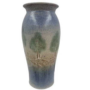 Landscape Pottery Vase Signed By Artist 10.5" Tall X 5" D - Picture 1 of 7