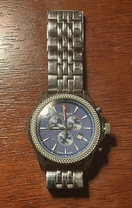 CLASSY MENS AKRIBOS XXIV MULTI FUNCTION BLUE STEEL CHRONOGRAPH WATCH. - Picture 1 of 14