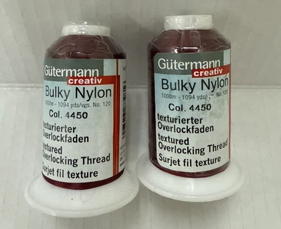 2 Gutermann 4450 Bulky Nylon Thread Overlocking Textured Burgundy Red New Italy - Image 1 of 4