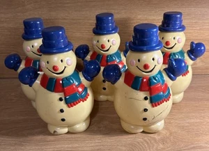 Vintage Snowman Blow Mold 8 Inch Light Cover Christmas Kitsch set Of 4 DAMAGED - Picture 1 of 18