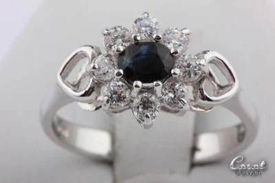 Saphir Ring 925 er Sterlingsilber Gr 56 Saphir Kristall # - Bild 1 von 4