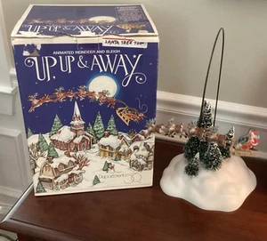 VTG Dept Up Up and Away Snow Village animated reindeer & sleigh Works - Picture 1 of 13