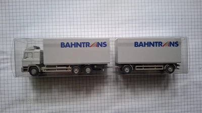 1/87 WIKING Serienmodell MAN F90 Kofferhängerzug "BAHNTRANS" - Bild 1 von 3