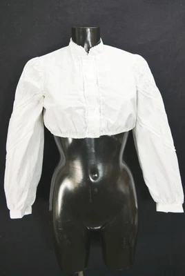 Gr.40 Dirndlbluse weiß Bluse für Dirndl Leico Baumwolle mit Spitze B11365 - Bild 1 von 4